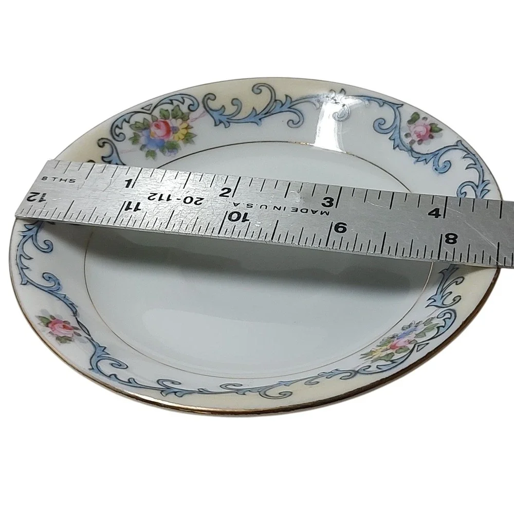 Antique‎ Noritake Elmwood Demitasse Saucers 1918 Floral Gold Trim Set of Two SEE